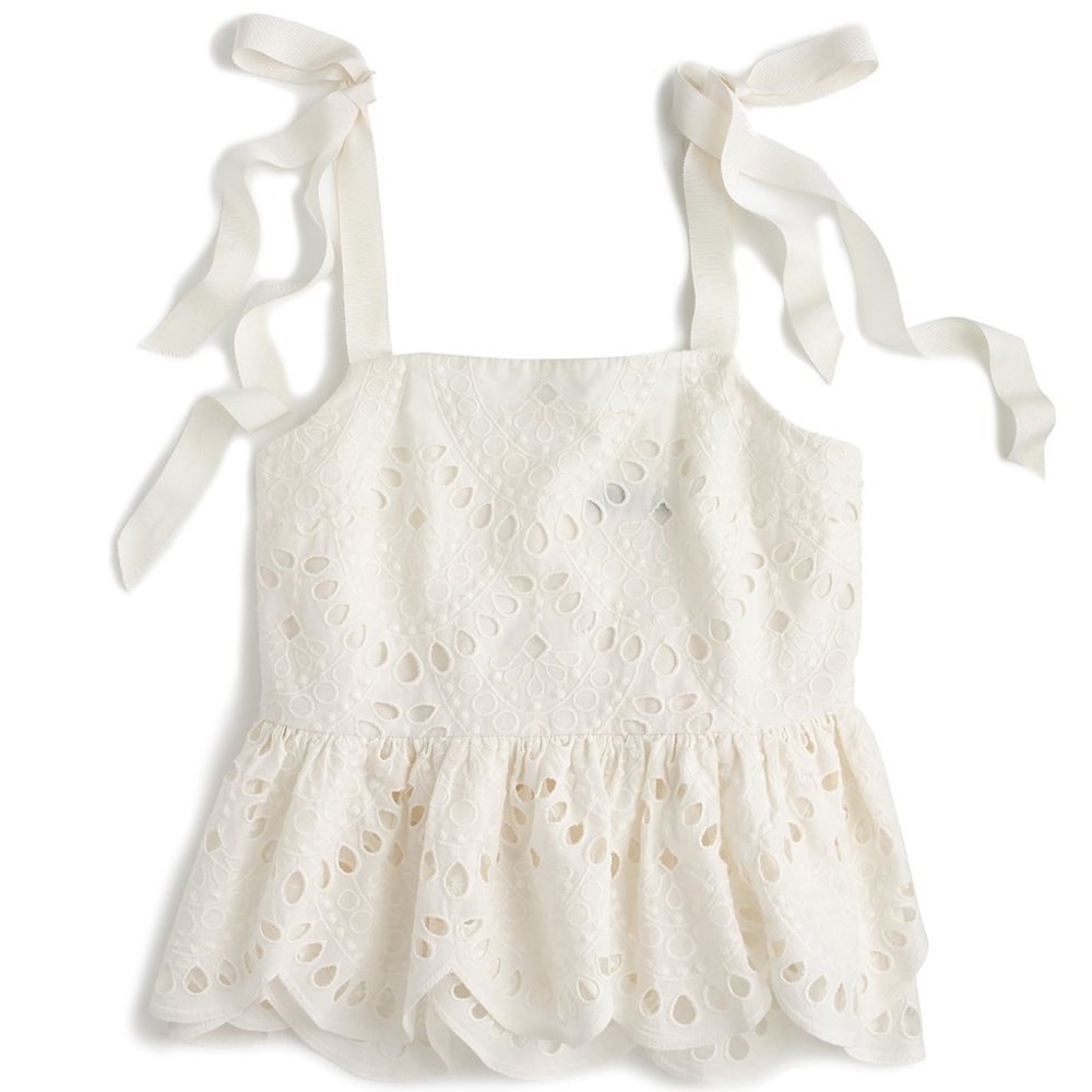 J. Crew Tie Shoulder Eyelet Top Size 10